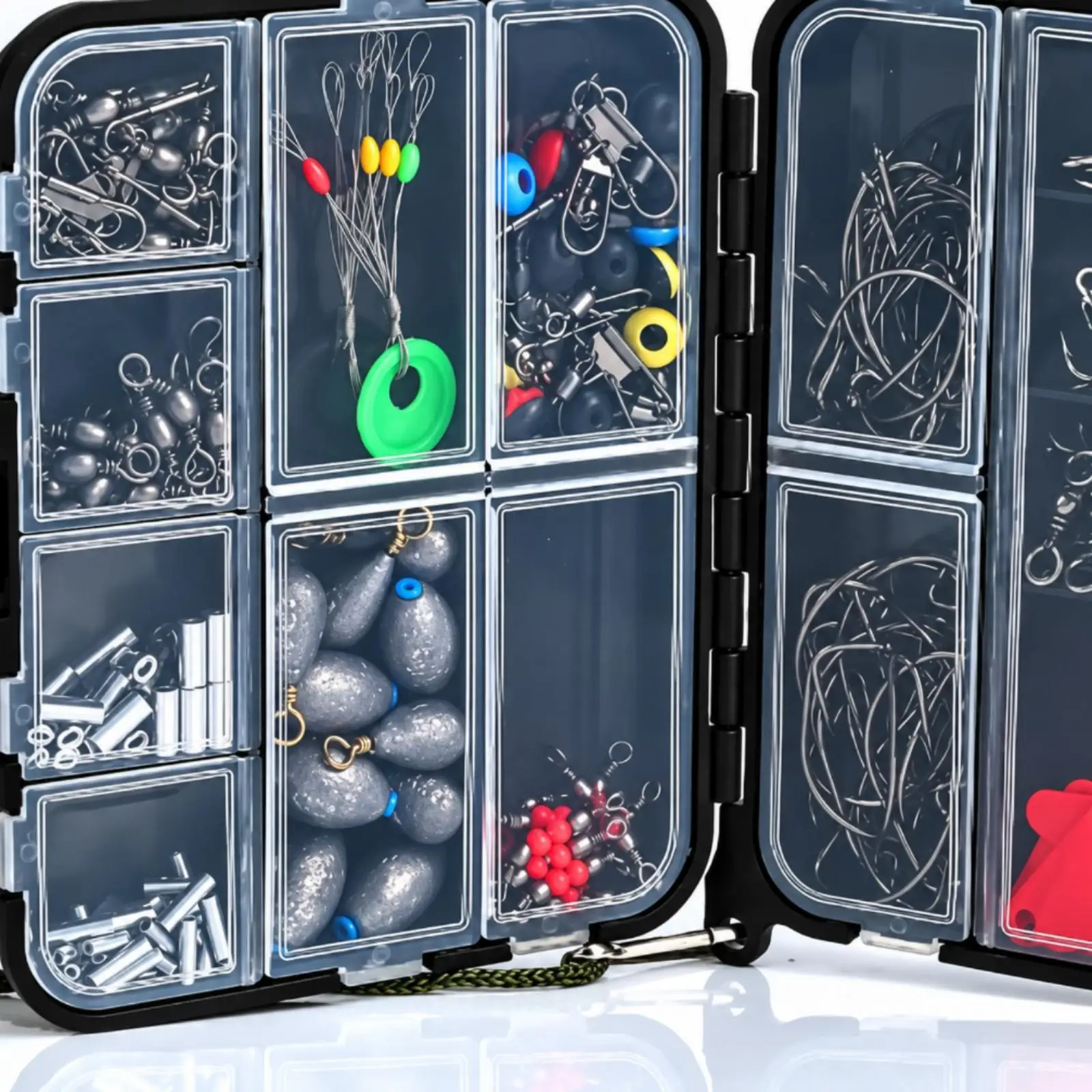 Complete Fishing Terminal Tackle Kit in Compact Organizer Case with Swivels Sleeves Beads for Travel Fishing Trips