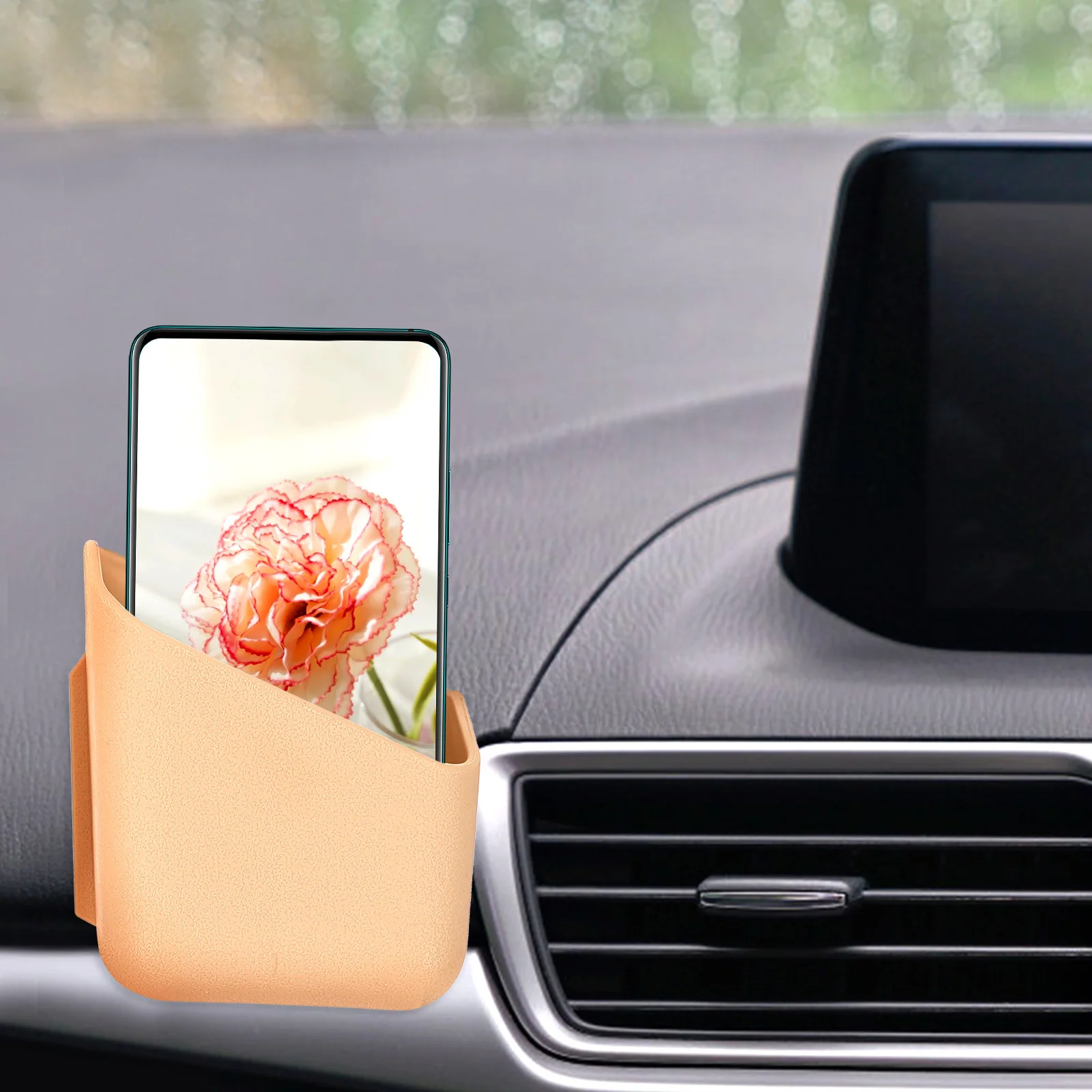 

2Pcs Adhesive Car Storage Box Vehicle Organizer for Glasses Phone Card Holder Sundries Container Minimalist Style Storage Holder