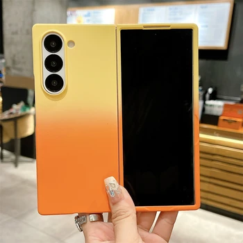 Luxury Gradient Contrast Color Phone Case for Samsung Galaxy Z Fold 6 5 4 Splice Color Shockproof Protection Bumper Hard Cover