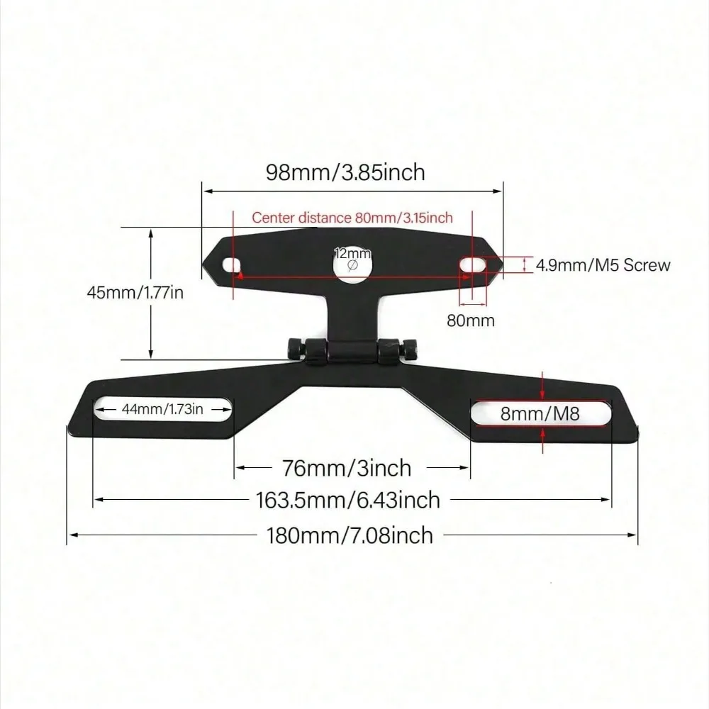 دعامة لوحة ترخيص الدراجة النارية العالمية، حامل مصباح خلفي LED قابل للطي للدراجة الترابية ATV/الدراجة الترابية، ملحقات التثبيت الخلفية المقاومة للماء #4