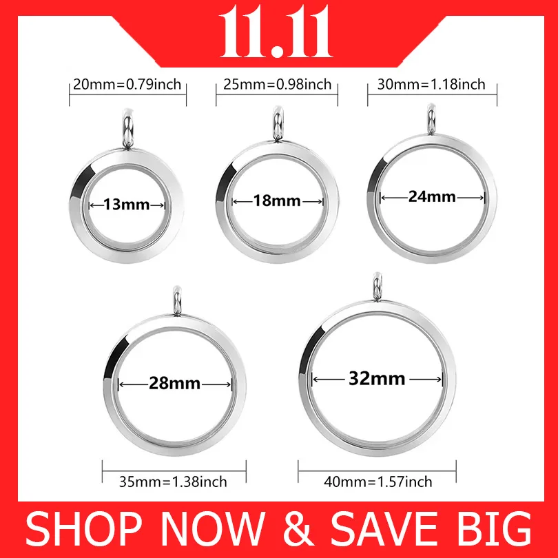 

5PCS Mix Classic Stainless Steel High Quality Rust-Proof Glass Floating Locket Pendant Making Photo Necklaces for WomenJewelry