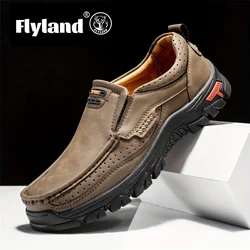 Mocasines informales de piel auténtica para Hombre, zapatos planos transpirables de marca, color azul, novedad, Verano