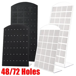 48/72 Holes Black/White Earrings Ear Studs Holder Jewelry Display Rack Plastic Storage Holder For Earring Necklace Jewelry Stand