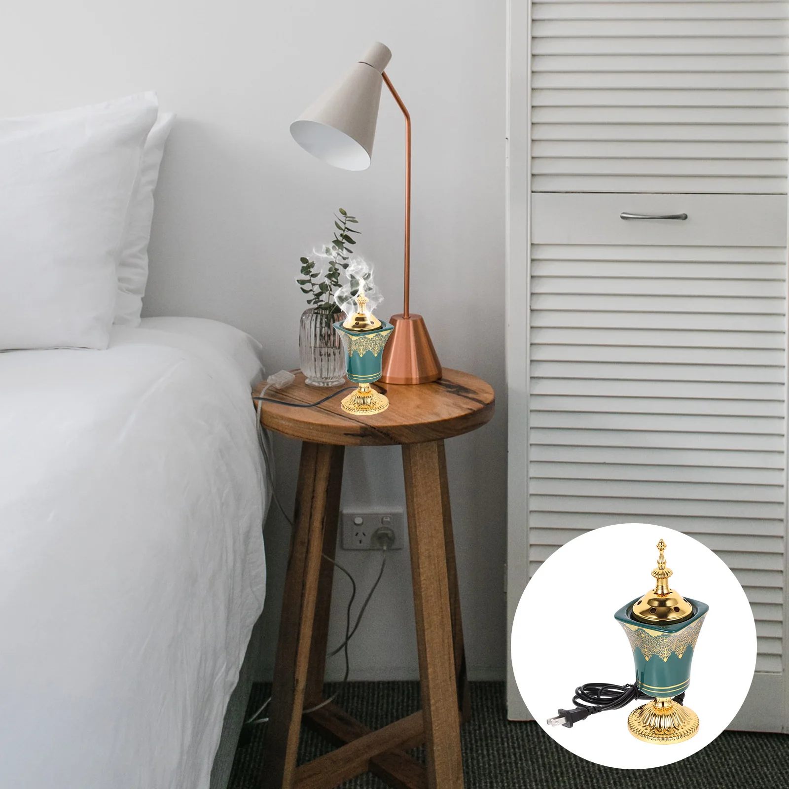 

Electric Incense Burner Middle Eastern Style Plug In Aroma Therapy Home Decor Retro Censer For Office Yoga Room Decorative