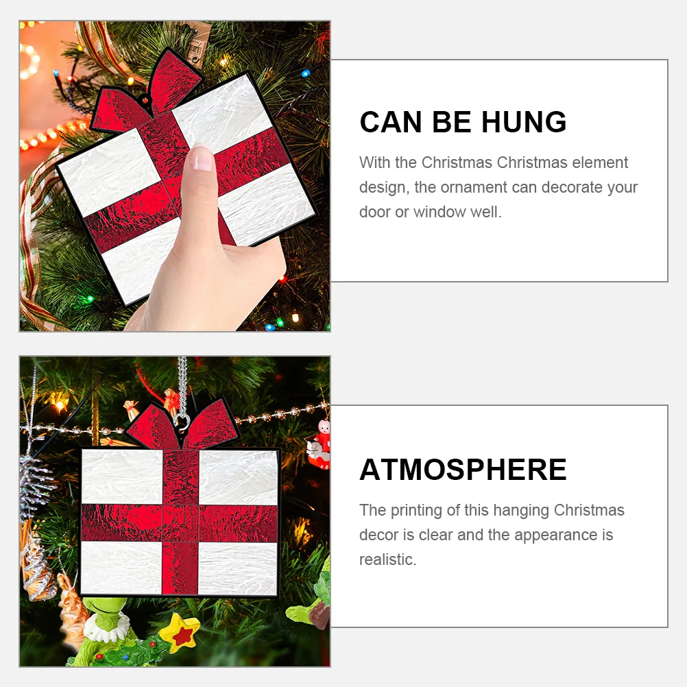 

1 Set Acrylic Hanging Christmas Decor Colorful Glass Window Pendant Festive Party Ornament For Door Wall Outdoor Garden Xmas