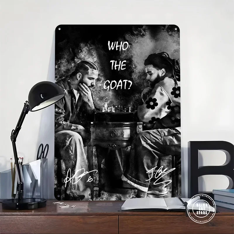 Drake Vs J. Cole Chess Match Metal Poster Perfect Gift for Fans Lovers Personalized Wall Art Metal Sign for Decor Room Wand Deko