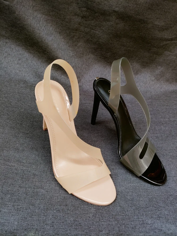 

G-Home Простые и стильные прозрачные босоножки на высоком каблуке с открытым носком, женские летние модные сандалии с перекрестными ремешками и низким вырезом, на резиновой подошве