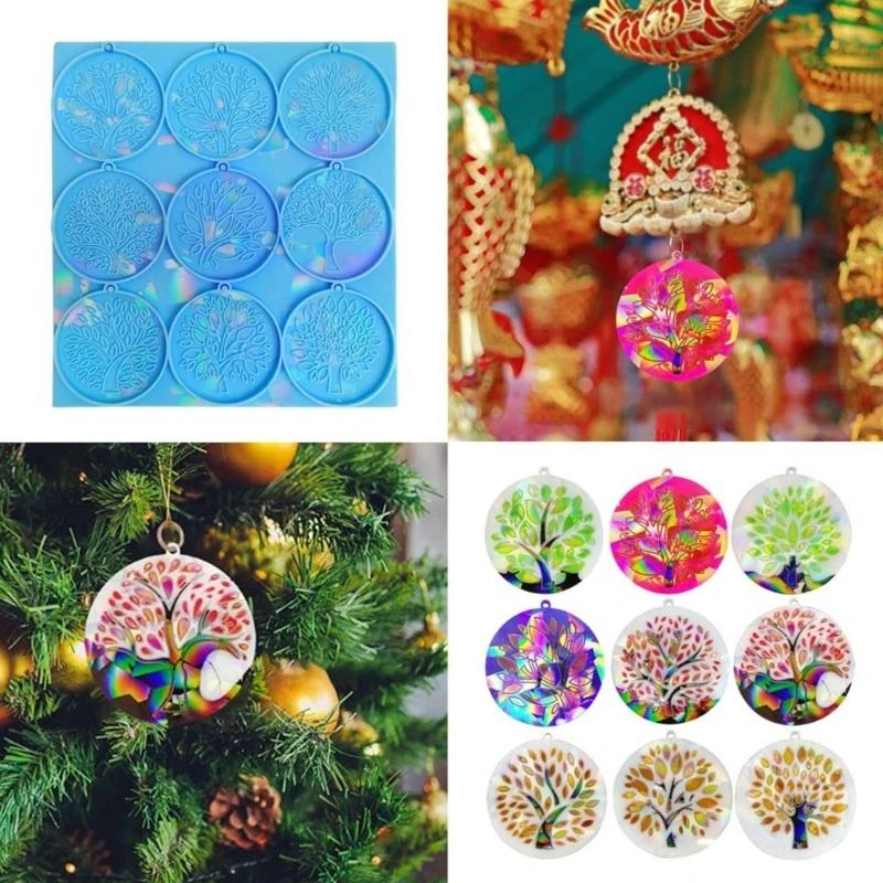 E56A Life Tree Pattern Silicone Mold Resin Mold Crafts Making Supplies