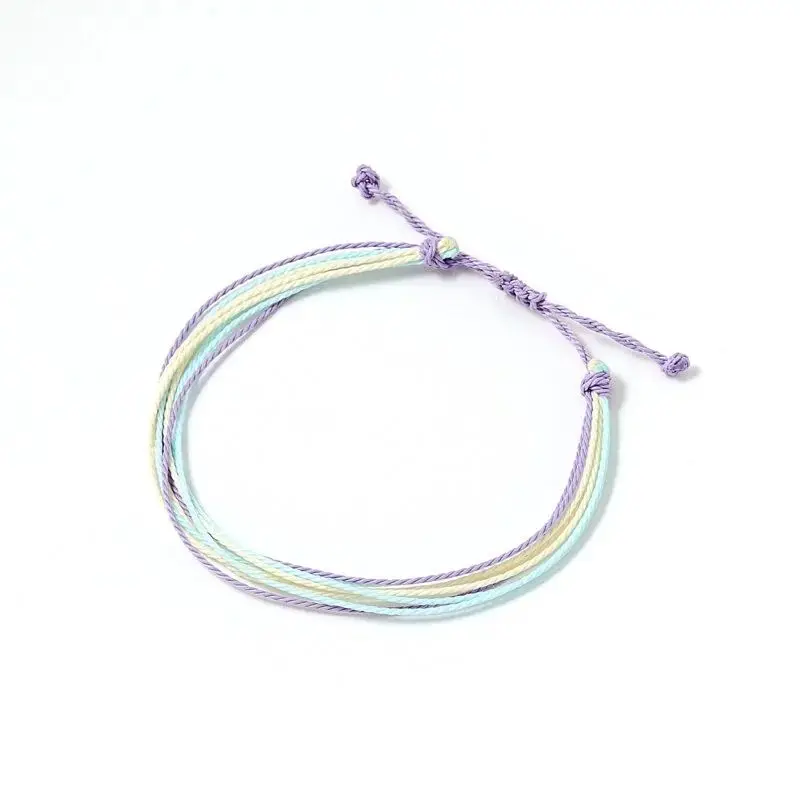 Multicolor Waterproof Waxed String Braided Bracelet&Anket Women New Fashion Multi-thread Handmade Summer Beach Surf Jewelry Gift
