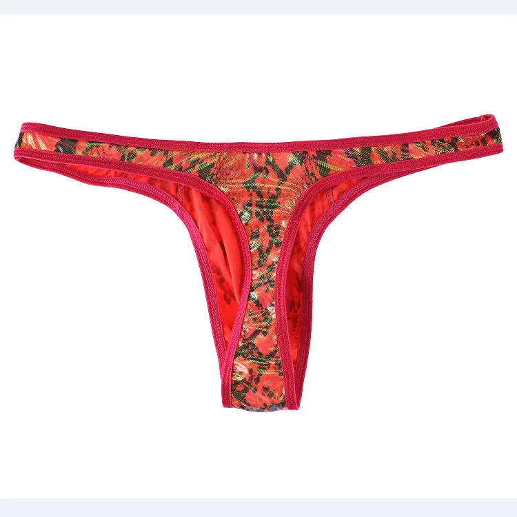 Men's Bulge Thong Gay Sexy Low Waist U Convex Pouch G-string Camouflage Snake Print Breathable Fashion Underwear T Back Panties