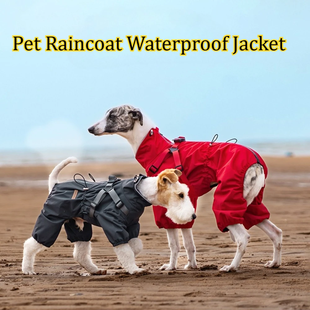 

Dog Raincoat Four Leg Openings Dog Raincoat Leash Loop Waterproof Pet Clothing Outdoor Reflective Dog Raincoat Pet Travel Outfit