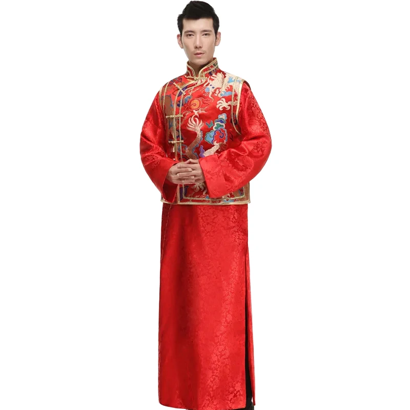 Fantasia masculina tradicional chinesa, traje masculino de casamento