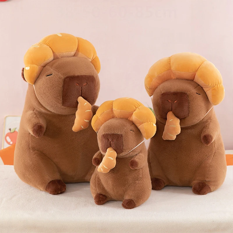 Kawaii Stuffed Plush Doll Capybara Backpack Pull Horn Bun Toy Cute Stuffed Animal for Kids Birthday Xmas Gift Plushie Toy