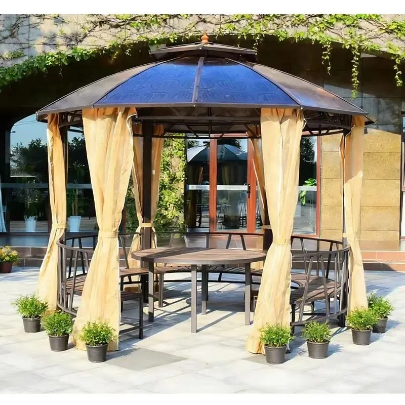 Double Skylight Hardtop Gazebo Aluminum Outdoor Garden Tent Backyard High Quality