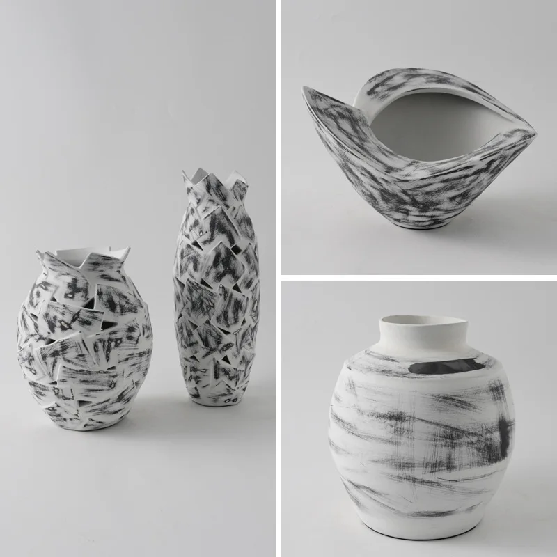 

Modern Art Soft Decoration Ceramic Hand-painted Old Vase Ornament Home Model Room Living Room Desktop Flower Arranger