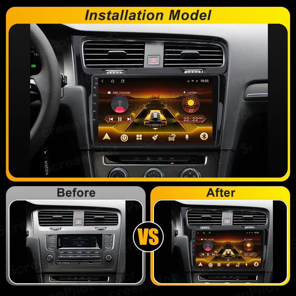 ل Volkswagen VW Golf 7 MK7 GTI 2011-2021 أندرويد 15 راديو السيارة ستيريو رئيس وحدة الوسائط المتعددة مشغل فيديو Carplay 8 Core Wifi 5G