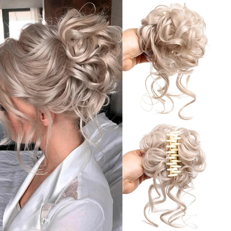 Synthetic Messy Claw Clip Chignon Extension Hair Accessories For Women Bun Scrunchie Hair Piece Natural Ponytail Women's Wigs