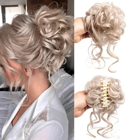합성 지저분한 발톱 클립 Chignon 확장 헤어 액세서리 여성용 롤빵 Scrunchie 헤어 피스 자연 포니 테일 여성용 가발