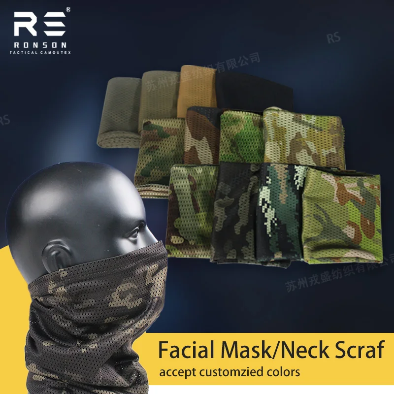 MCBK Black Camouflage Printed Neckerchief Tactical Face Mask for Summer Outdoor Activities Sun Protection Windproof Headscarf