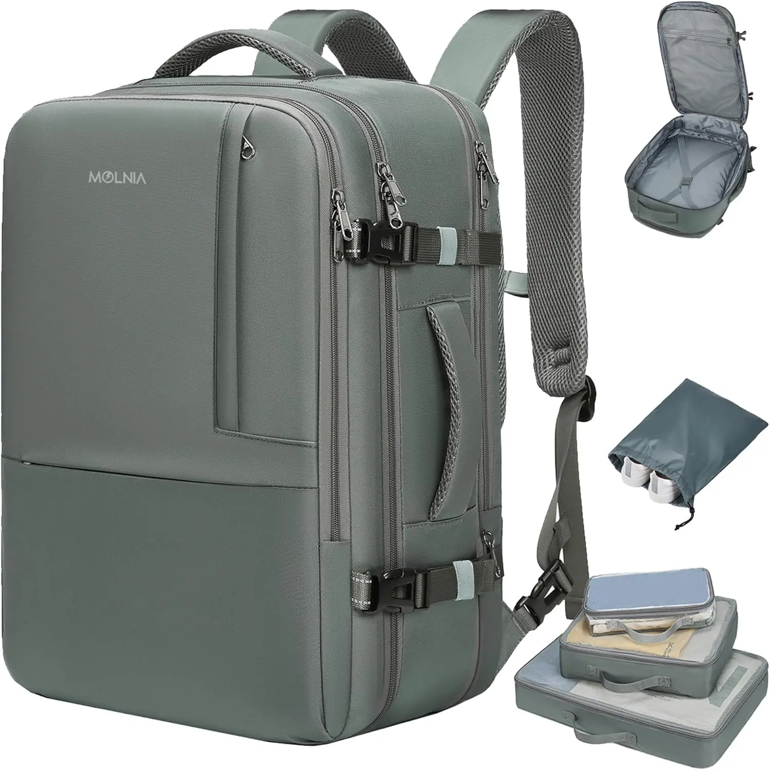 

Large Expandable Travel Backpack for Men and Women, Waterproof Carry-On with Laptop Compartment for College, Work, and Daily Use