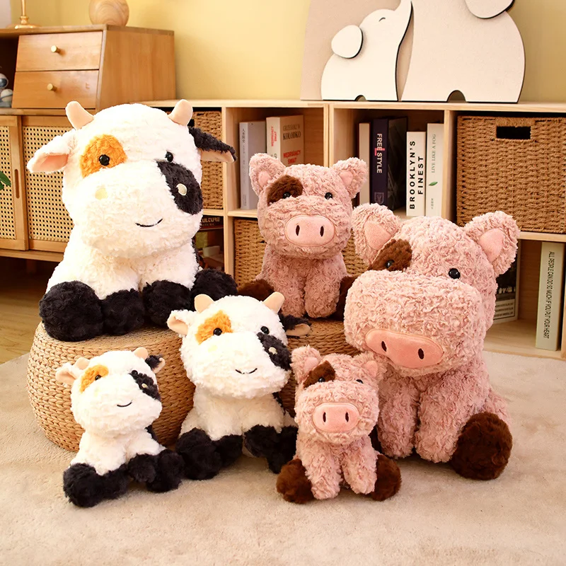 

Simulation Cute Milk Cow Plush Toys Cartoon Stuffed Animals Cattle Adorable Spotted Pig Plushie Doll Throw Pillow for Home Decor