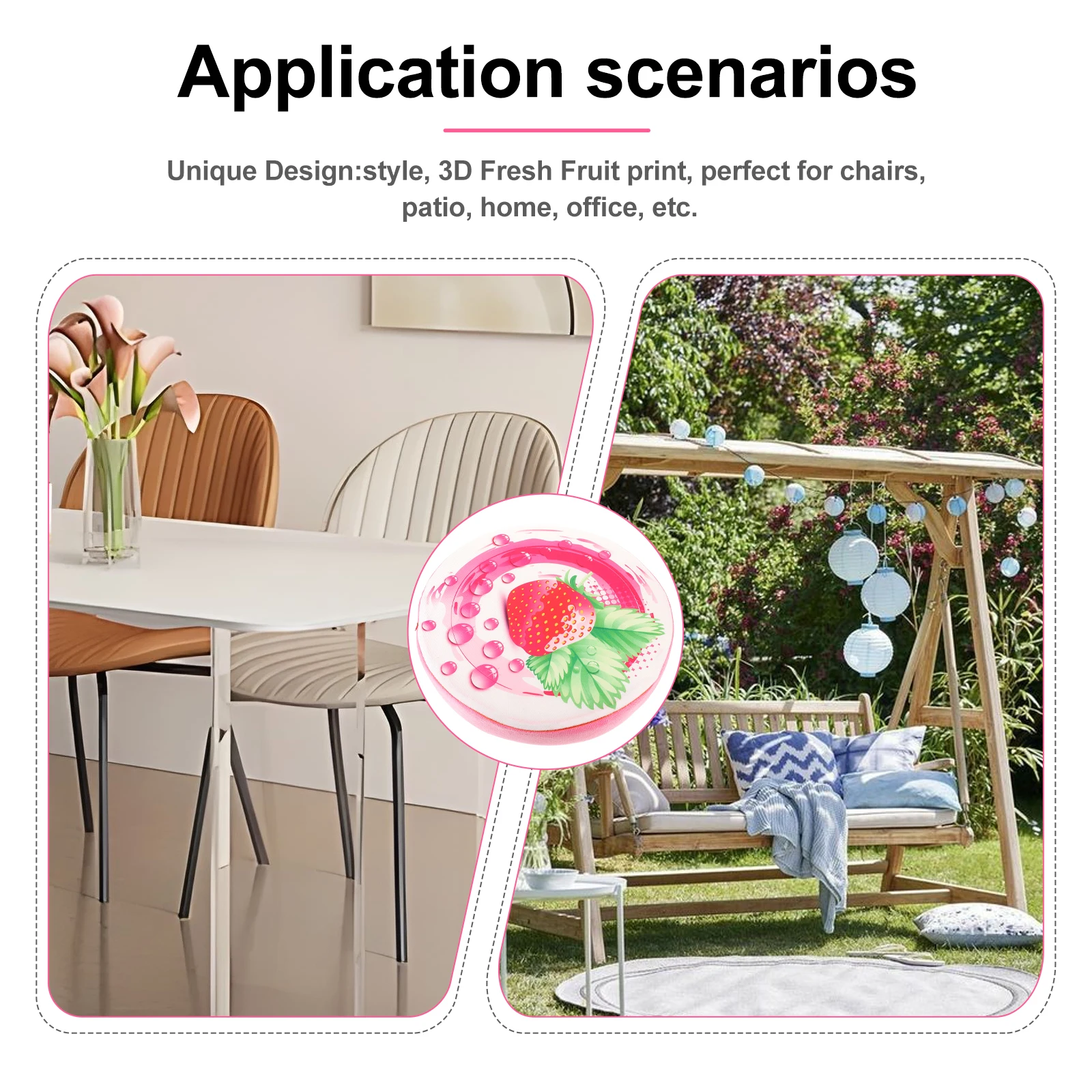 

33 Cm Strawberry Seat Cushion Orange Throw Pillows Sofa and Floor Pads Round Decorative Covers