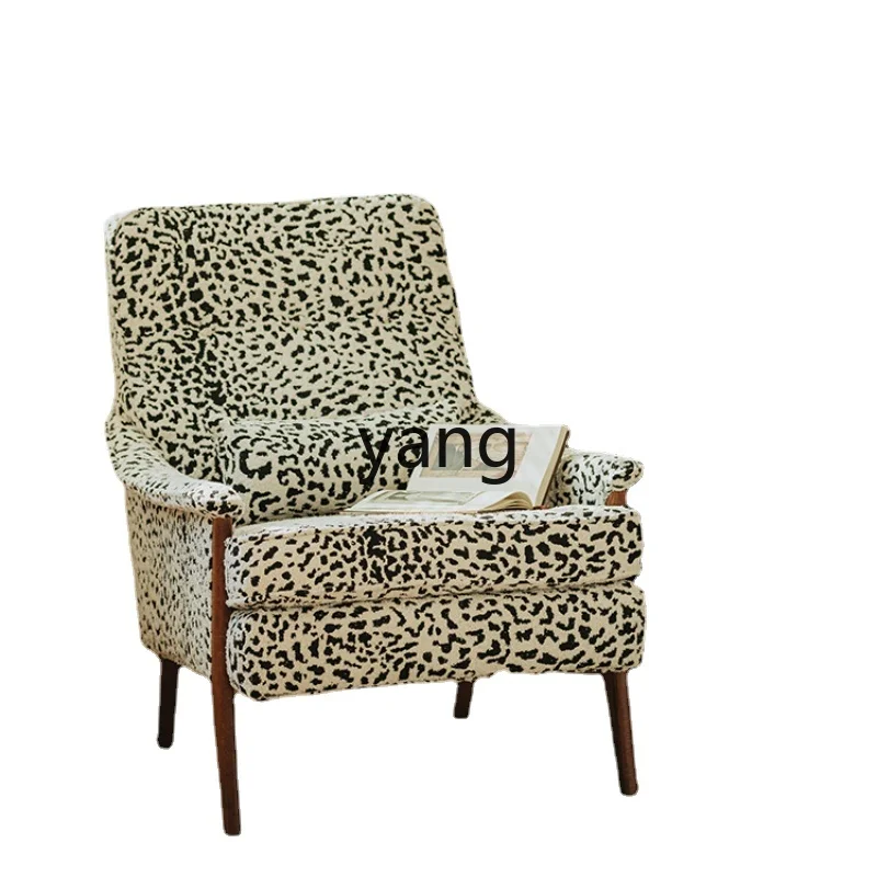 Yhl Leisure Chair Chinese Style Couch Vintage Cloth Single Sofa Black and White Modern Living Room Balcony