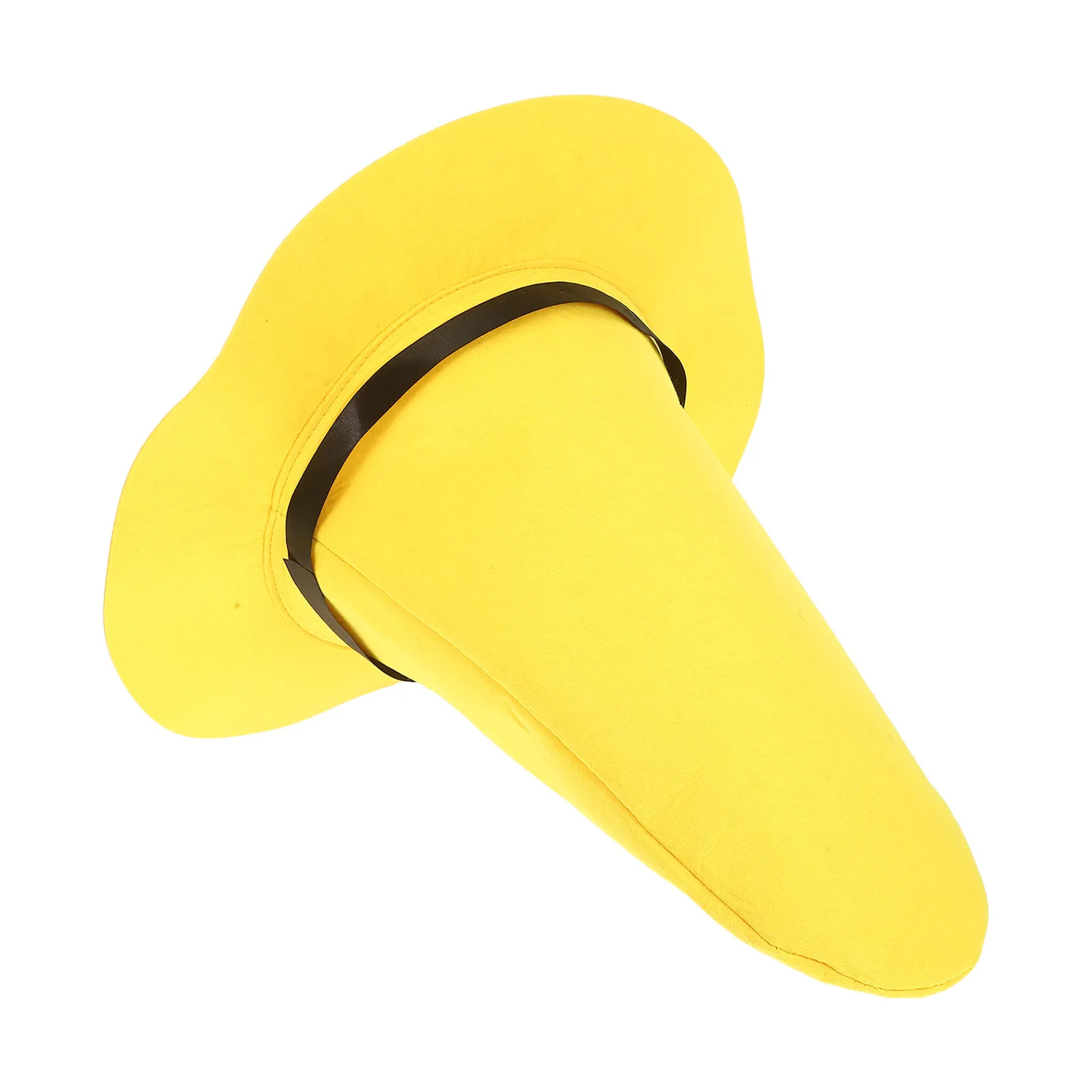 背の高い尖った黄色のフェルト魔女帽子、柔らかく耐摩耗性があり、ハロウィーンのアクセサリー、仮装パーティーやテーマイベントの装飾に最適です。