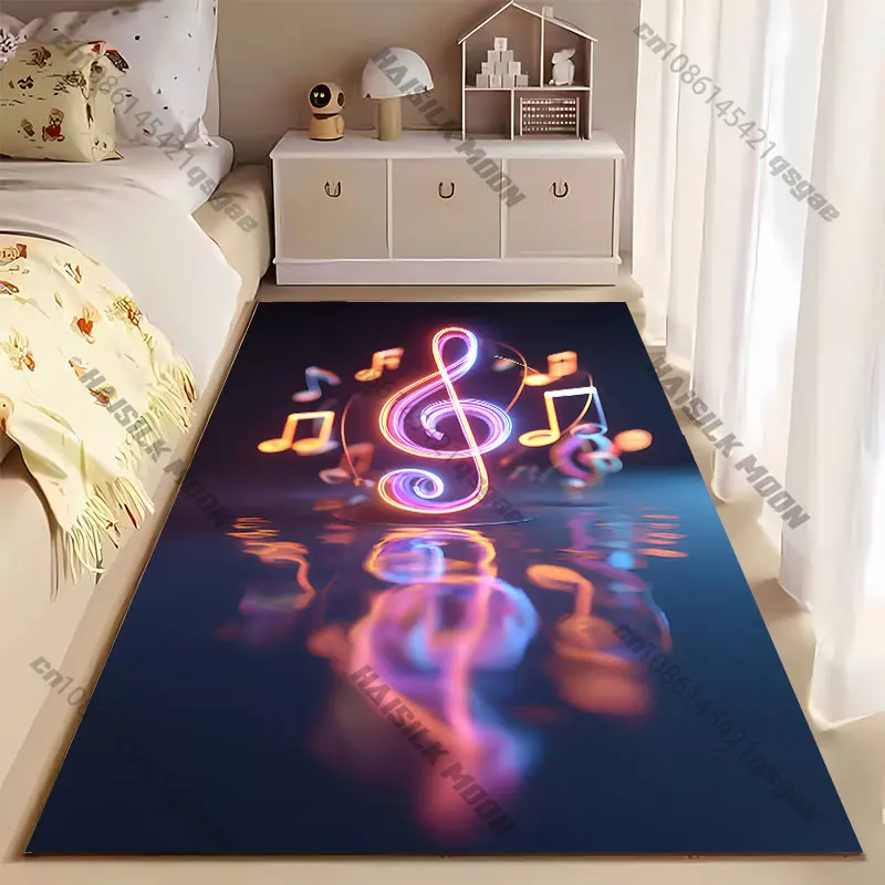 Vibrant glowing musical notes carpet Yoga living room room decor children's crawling mat doormat area rug games mat