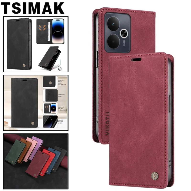 Flip Wallet Case für Realme 14 Pro Plus Hautfreundliches Leder-Karten-Coque für Realme 13 Pro Realme 14 X 14X 14T 12+ 4G 5G Cover