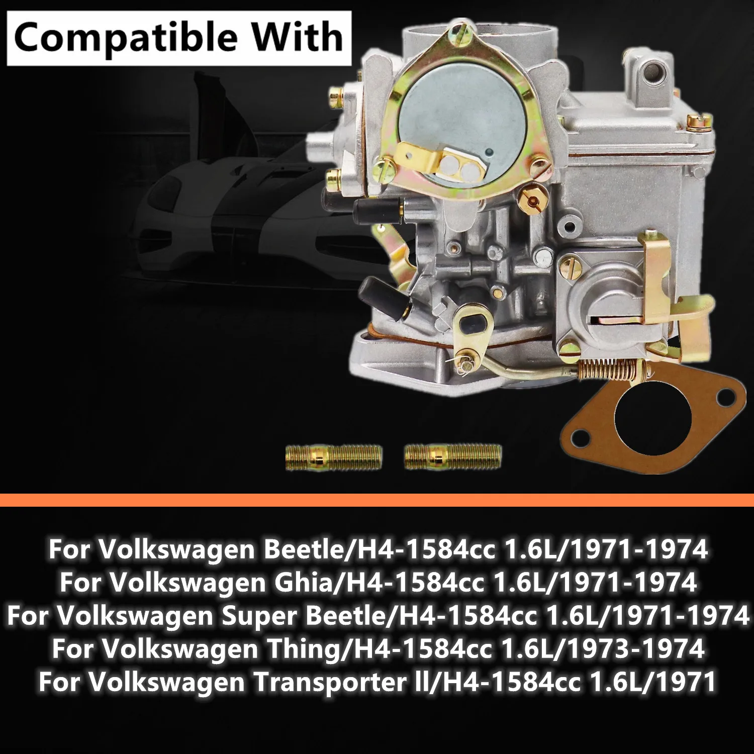 المكربن 30/31 Pict-3 المكربن مع موزع منفذ واحد متوافق مع VW Beetle Ghia 113129029A 027H117510E