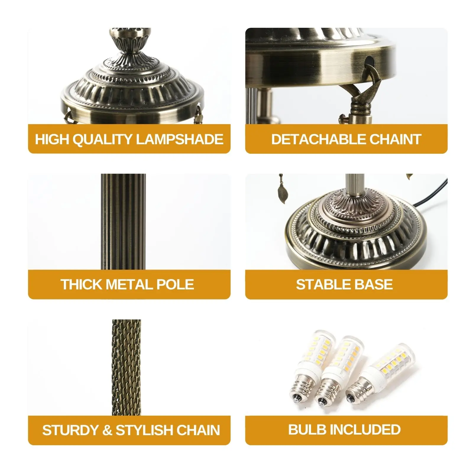 Turkish Mosaic Table Lamp 29.5" - 3 Globe Handmade Bohemian Glass, Metal Base Mood Lighting with LED Bulbs, Living Room