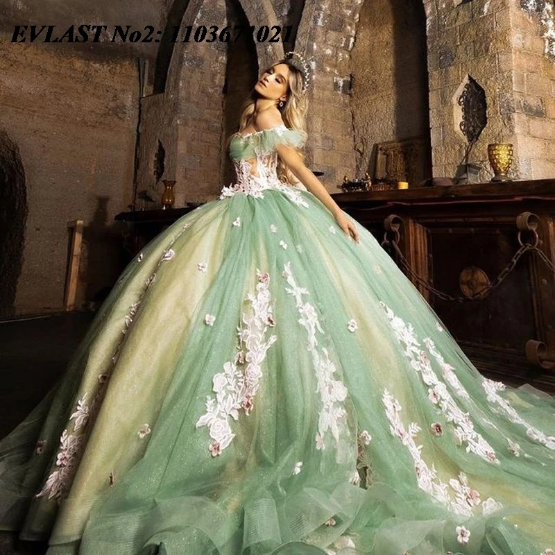 EVLAST 맞춤형 멕시코 세이지 2026 퀸세아녜라 드레스 볼 가운 프린세스 레이스 아플리케 비딩 스위트 16 베스티도스 15 아노스 E2QA220