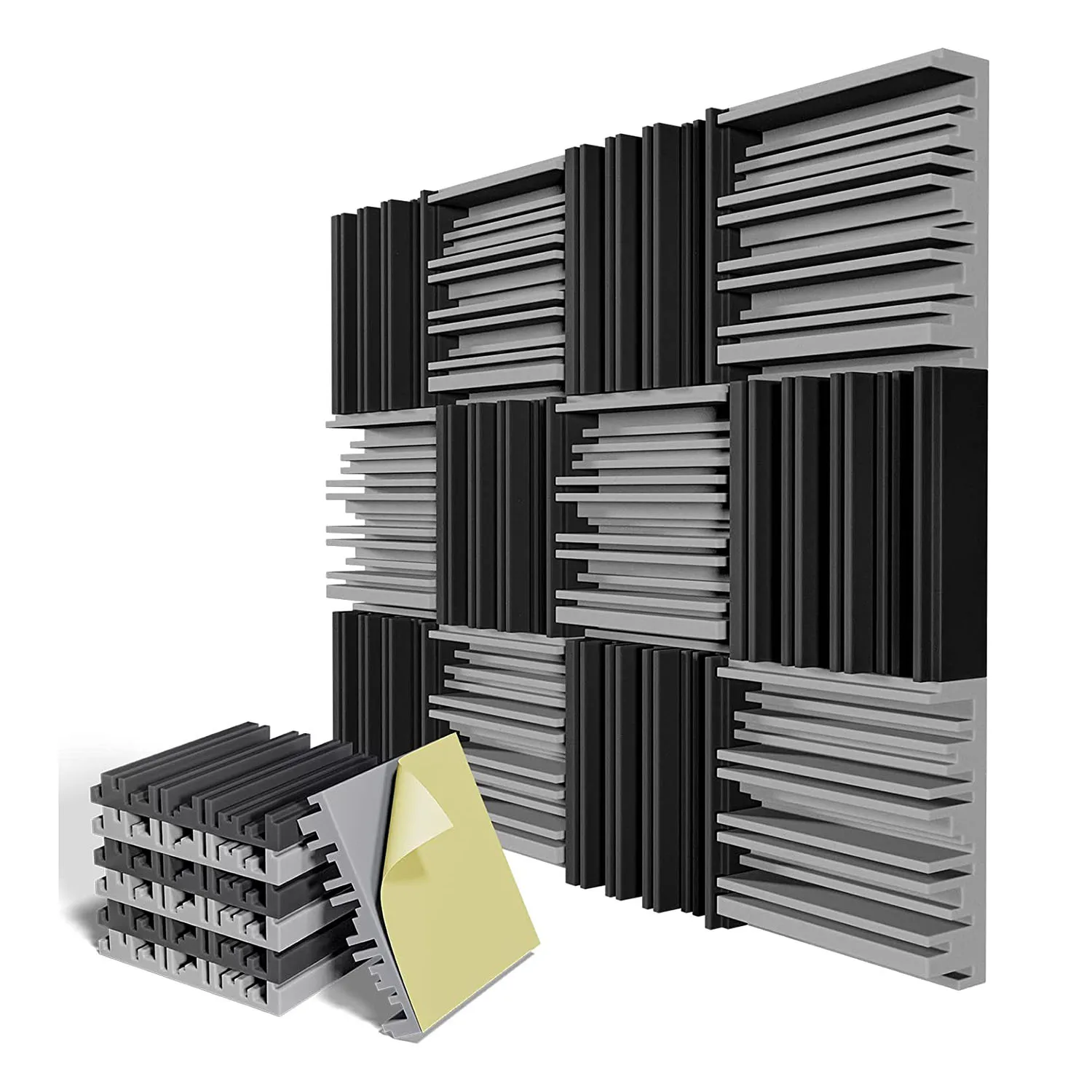 12 Pack Self-Adhesive Sound Proof Foam Panels,12 x 12 x 2 Inches Acoustic Foam,for Wall,Home,Studio F