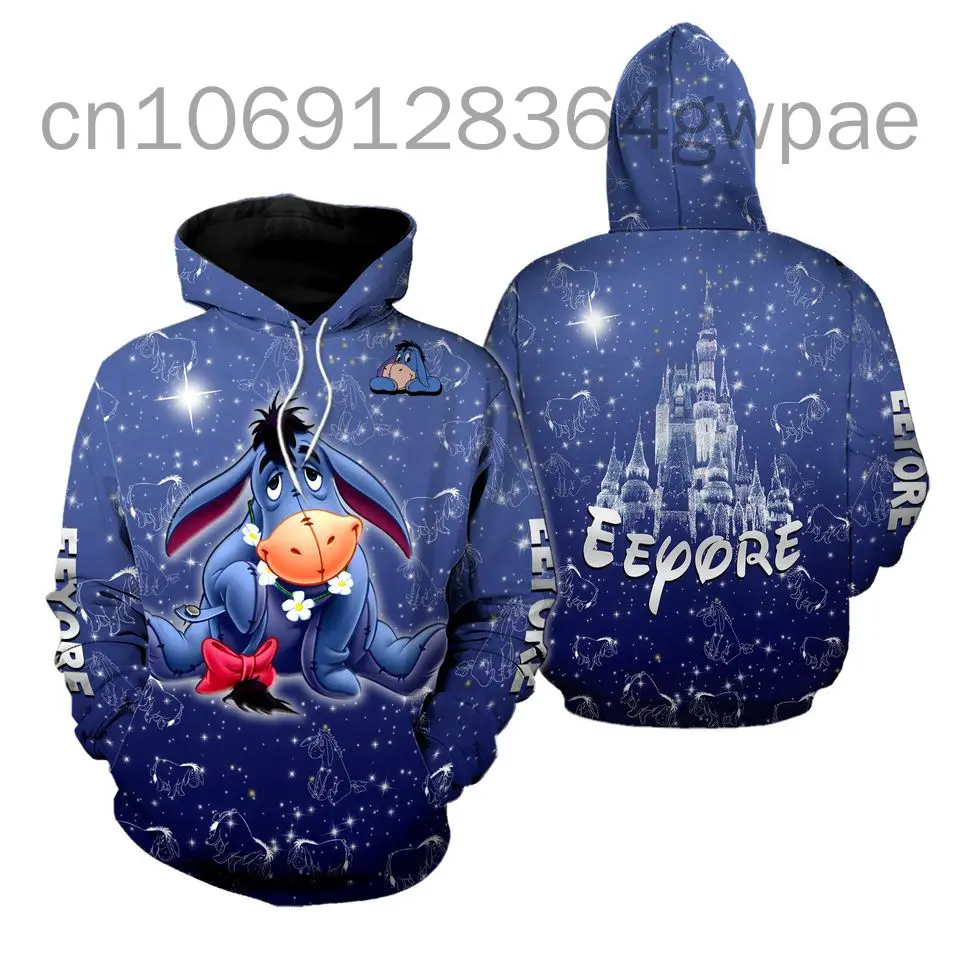 New Disney Eeyore Hoodie 3D Printed Sweatshirt Fashion Street Casual Men's and Women's Children's Sports Pullover Hoodie