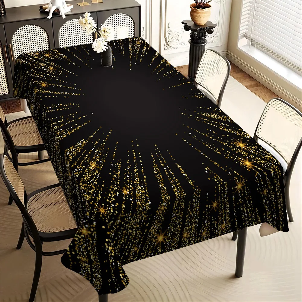 Premium black glitter powder tablecloth - luxurious rectangular party tablecloth - suitable for weddings