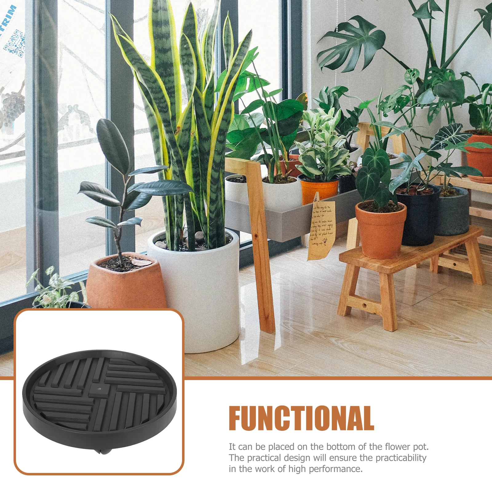 

1 set Round Thickened Planter Stand Black Durable Water Suitable Heavy Plants Large Trees Vases Whiskey Barrels Trash
