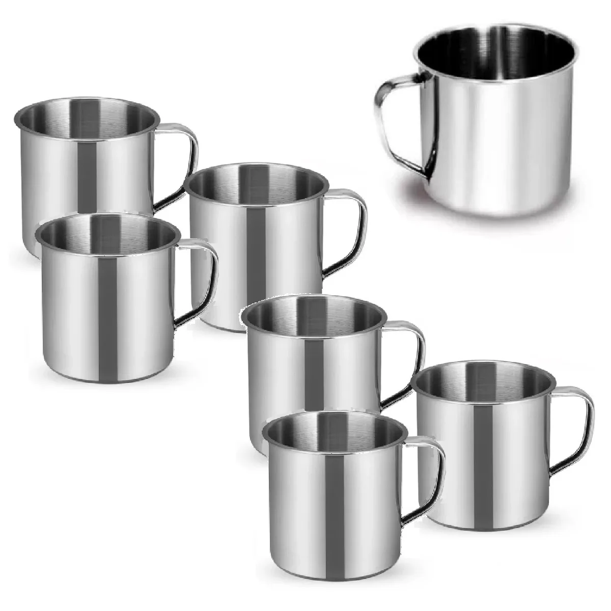 6 Mugs 430ml Inox Cup For Drinks Kitchen