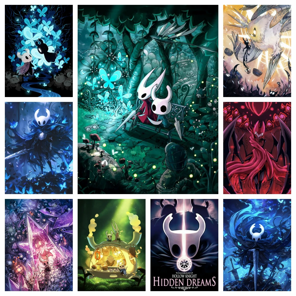 

H-Hollow K-Knight Game Аниме Персонаж мультфильма Набор алмазной живописи 5D DIY Вышивка крестиком Ручная работа Художественный подарок Ремесла Домашний декор Подарок