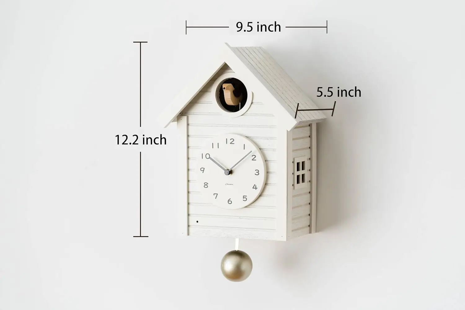 Cuckoo Clock Japanese Handcrafted Solid Wood Pendulum Wall Clock Silent Non-Ticking Hourly Chime Function Battery Operated Moder
