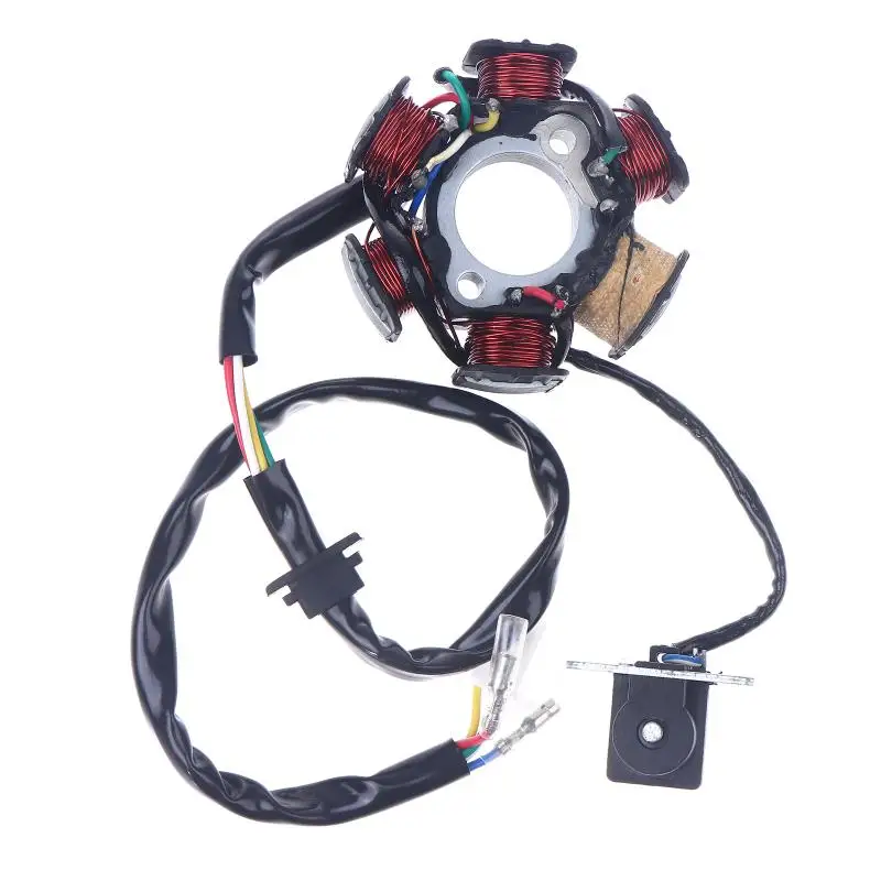 Gy6 50cc 125cc ATV دراجة الجيب الرباعية نصف الموجة الإشعال الجزء الثابت المغناطيسي، 6 أقطاب 5 أسلاك.