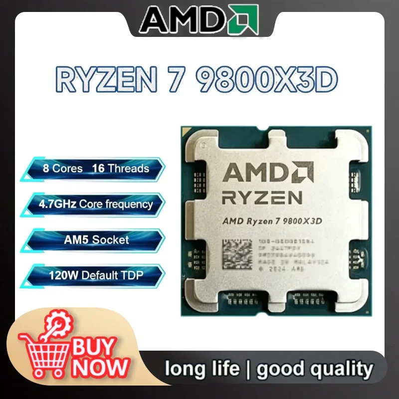 AMD Ryzen 7 9800X3D 8-Core 16-Thread 4.7GHz R7 9800X3D DDR5 Socket AM5 4NM L3=96M Processor 120W