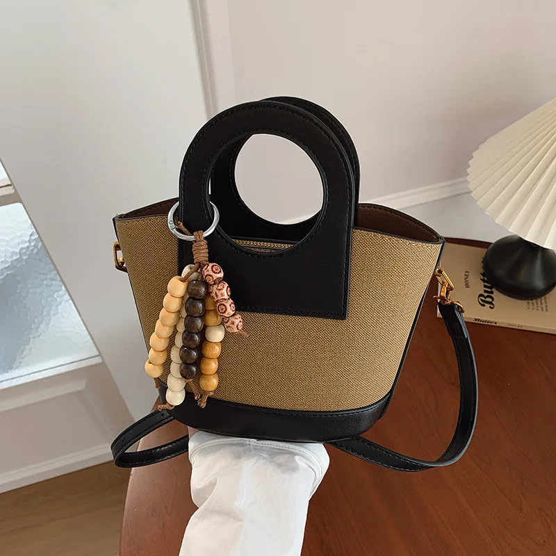 

​ ​ Винтажная сумка из ротанга 2025 года, классическая тканая сумка-тоут в стиле ретро, минималистичная повседневная сумка на плечо для женщин, модная сумка-корзина через плечо ​