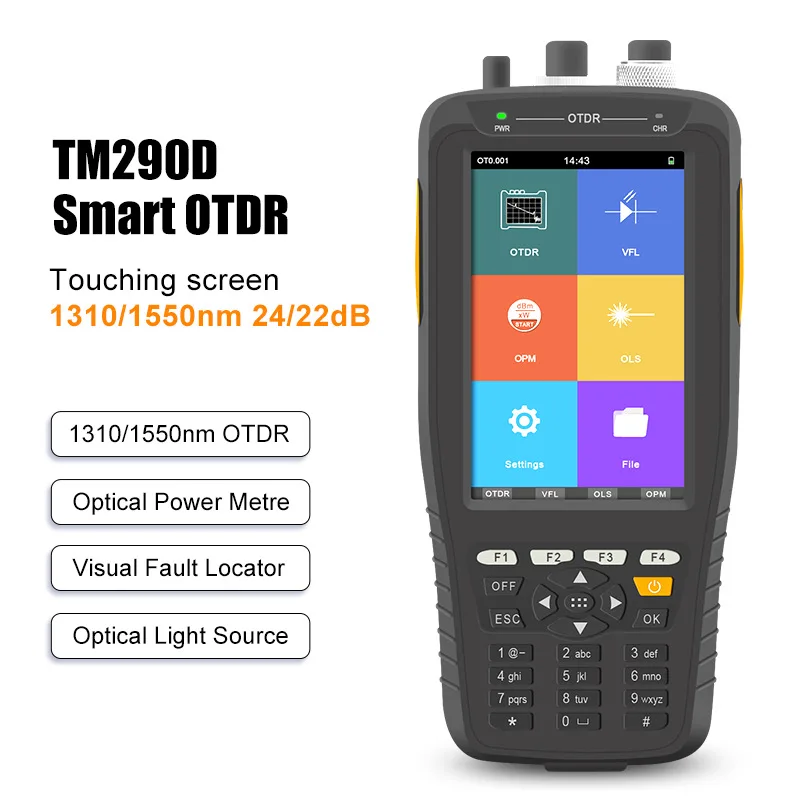 สมาร์ท OTDR 24/22dB 1310/1550nm OTDR TM290D Optical Time Domain Reflectometer Bab เครื่อง Fiber Tester 4นิ้วจอแสดงผล IPS