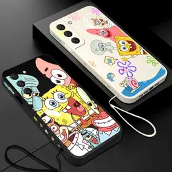 Cartoon SpongeBobs Handyhülle für Samsung Galaxy S24 S23 S22 S21 S20 Ultra Plus FE S10 4G S9 S10E Note 20 10 9 Plus mit Lanyard