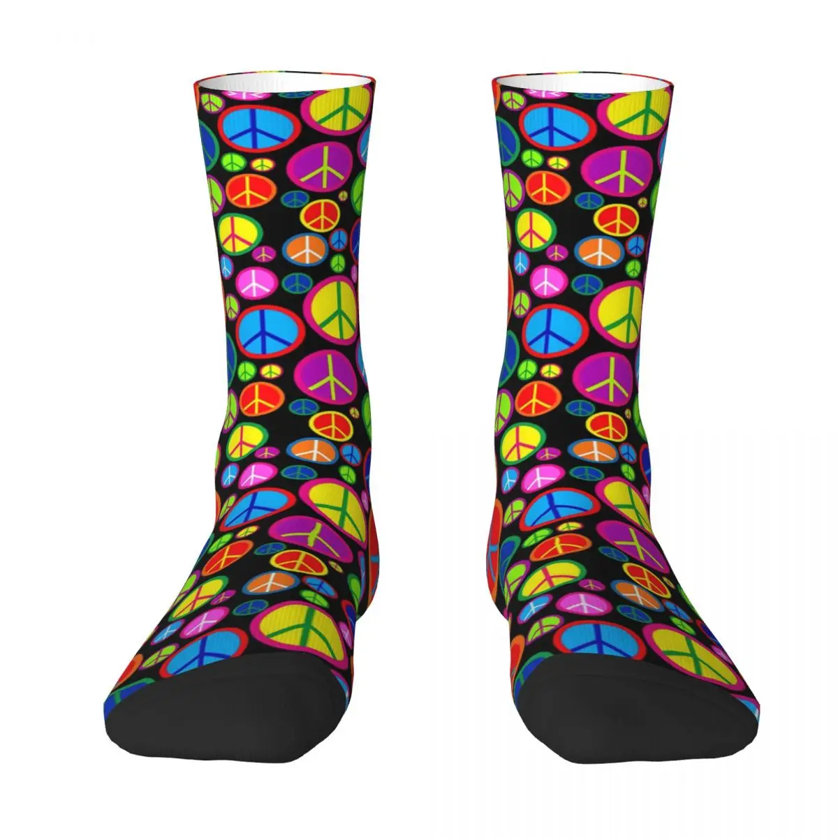 Peace Symbol Socks Spring Dynamic Colorful Eye Stockings Vintage Unisex Quality Socks Custom Running Sports Anti Slip Socks