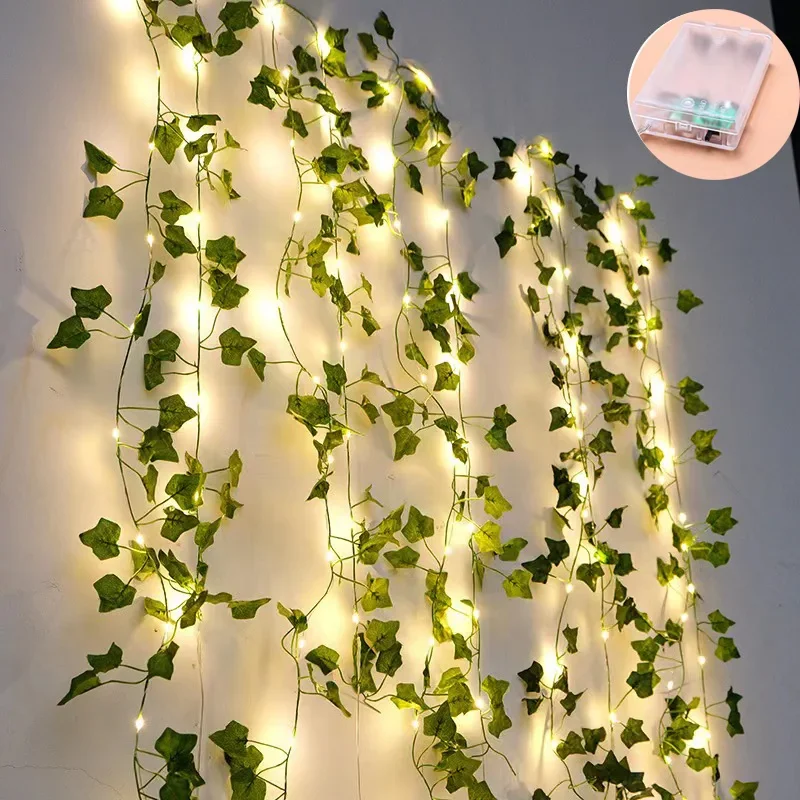 

Flower Green Leaf String Lights Artificial Vine Fairy Lights Battery Powered Christmas Tree Garland Light for Weeding Home Decor