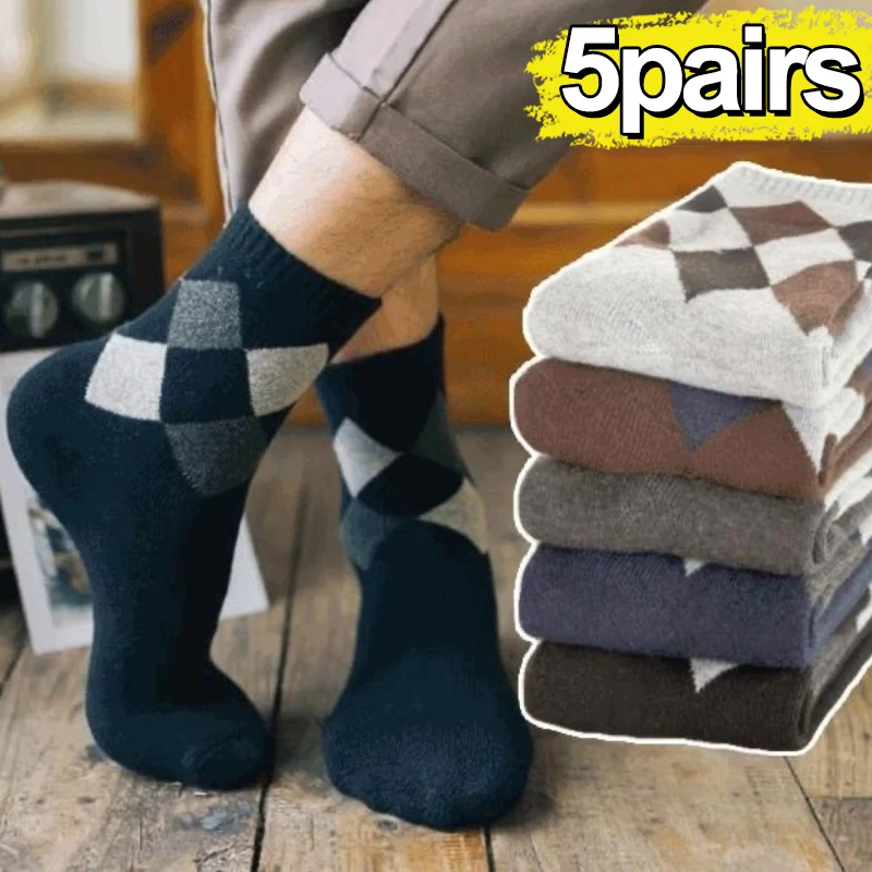 

5Pairs New Winter Super Thicker Warm Socks Wool Male Men Women Sock Solid Socks Merino Wool Sock Against Cold Snow Terry Socks