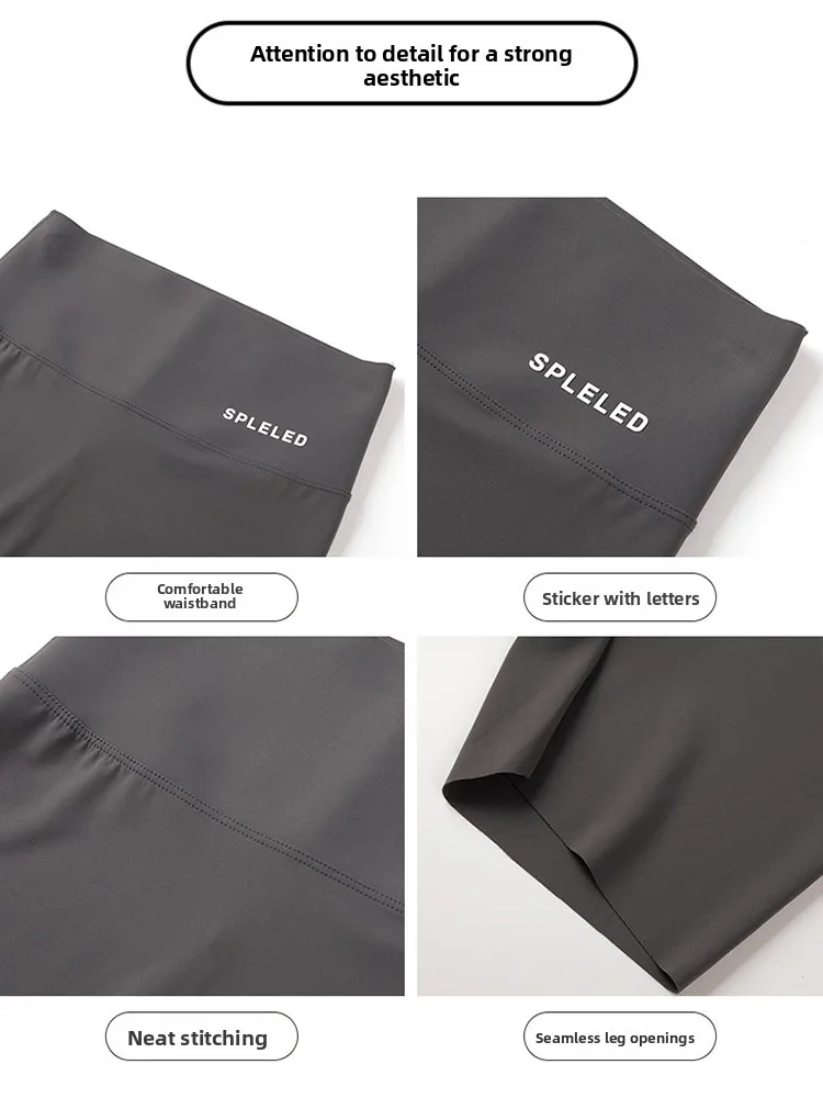 سروال يوجا عالي الخصر لتصحيح البطن بدون قرصة تصميم عالي المرونة ومضاد للضوء ضيق مناسب من جلد arkskin