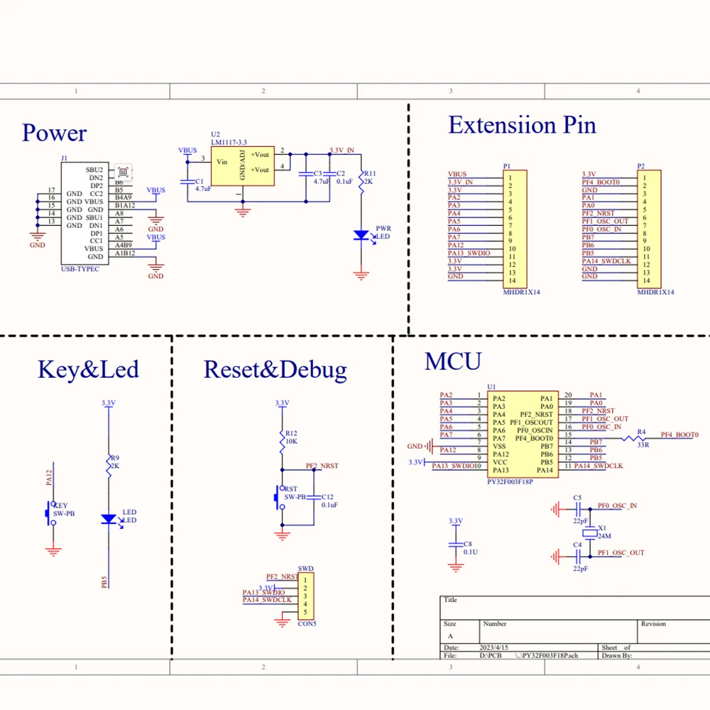 DC 1.7V-5.5V PY32F003 MCU Development Board PY32F003F18P6TU Development Board M0 Core 32-bit MCU ADC DMA Controller